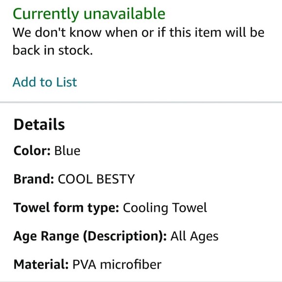 Cool Besty America's Favorite cooling towel, 26"x 17" , one towel - Picture 7 of 8